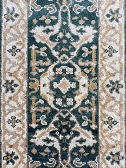 Turkish Oushak Rug 2.7x8 ft Handmade Multicolored Wool Runner Modern Bohemian Area Rug