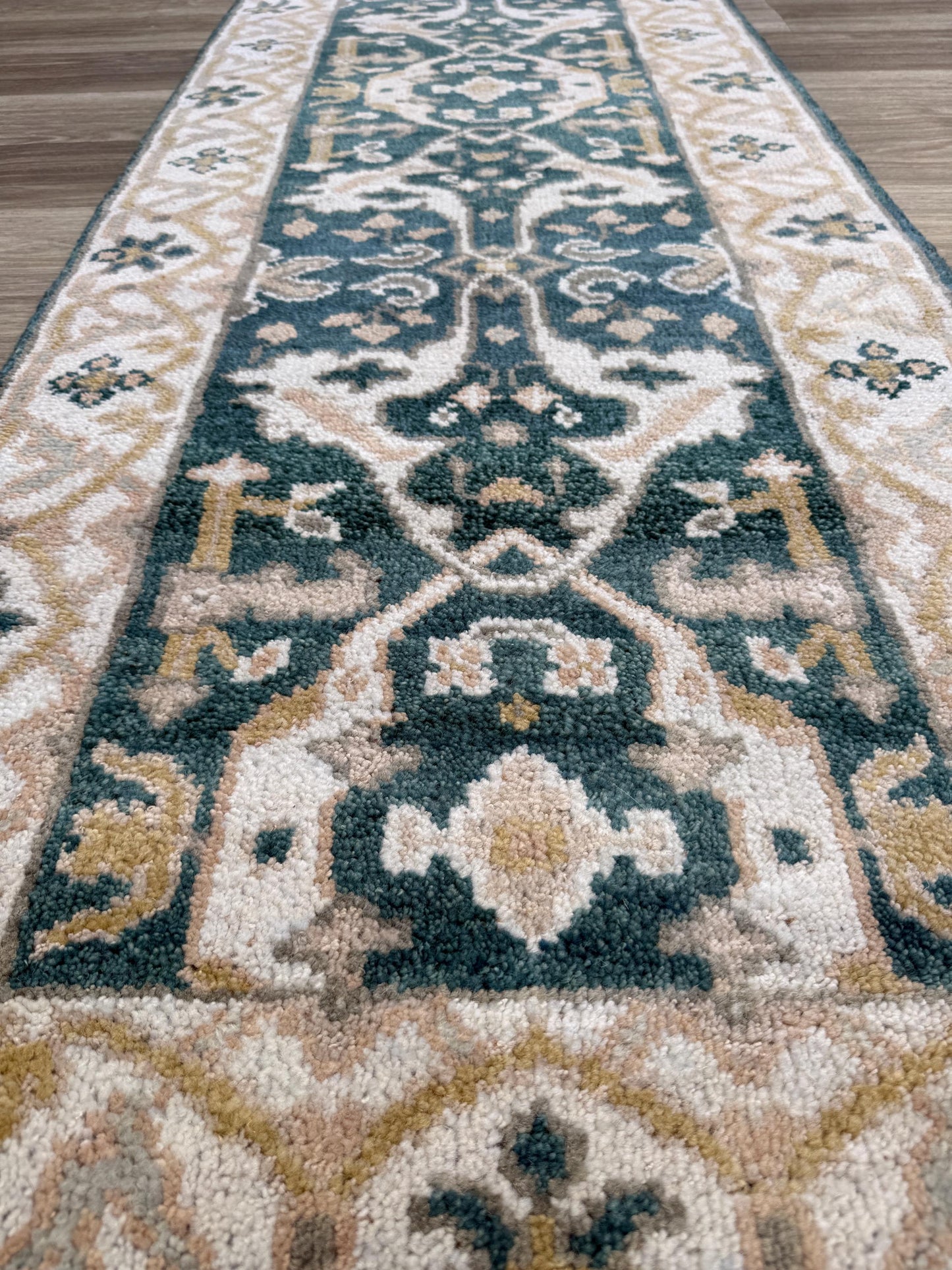Turkish Oushak Rug 2.7x8 ft Handmade Multicolored Wool Runner Modern Bohemian Area Rug