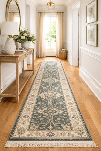 Turkish Oushak Rug 2.7x8 ft Handmade Multicolored Wool Runner Modern Bohemian Area Rug