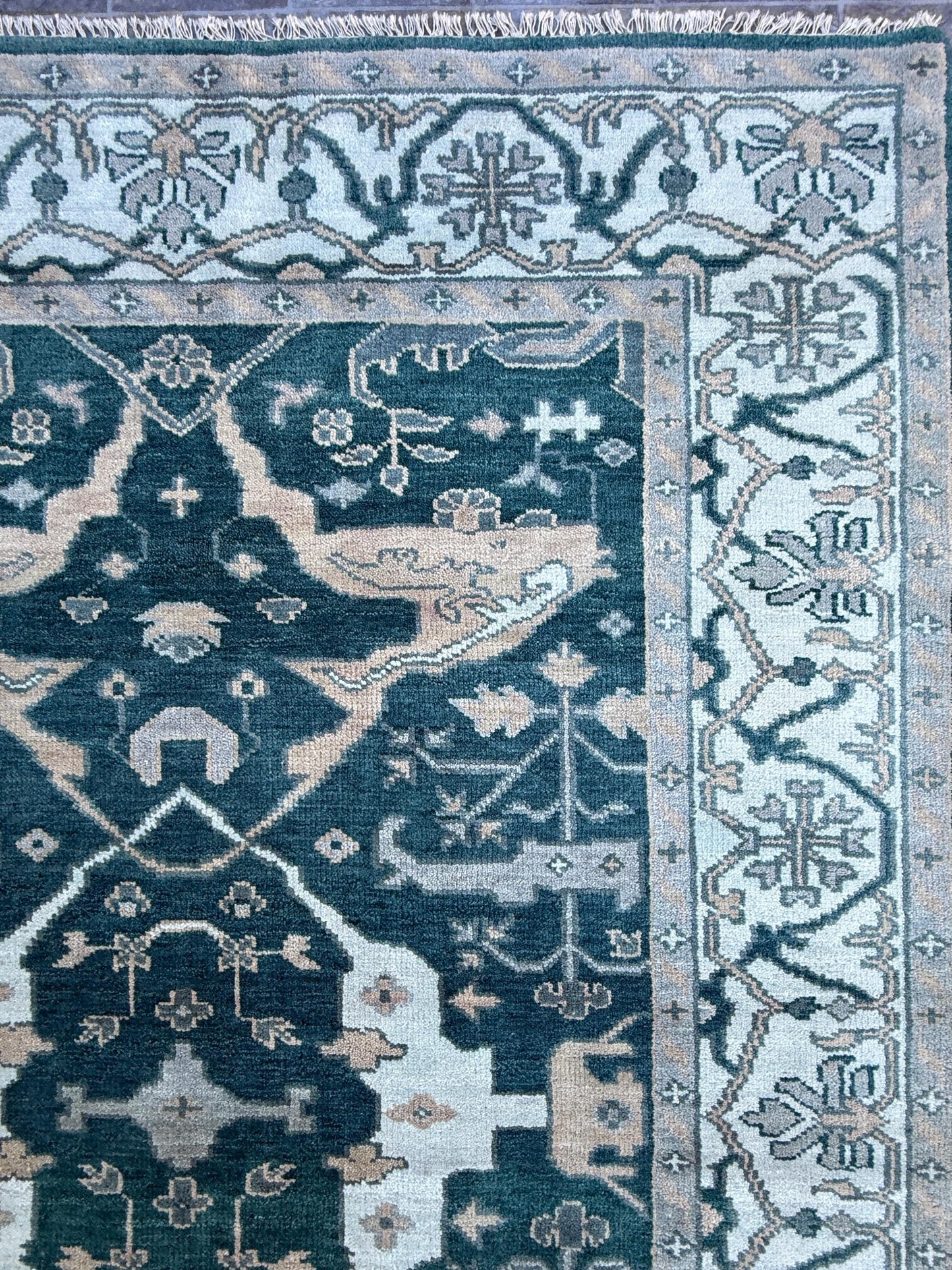 6x9 ft Oushak Hand Knotted Rug: Bohemian Wool Carpet