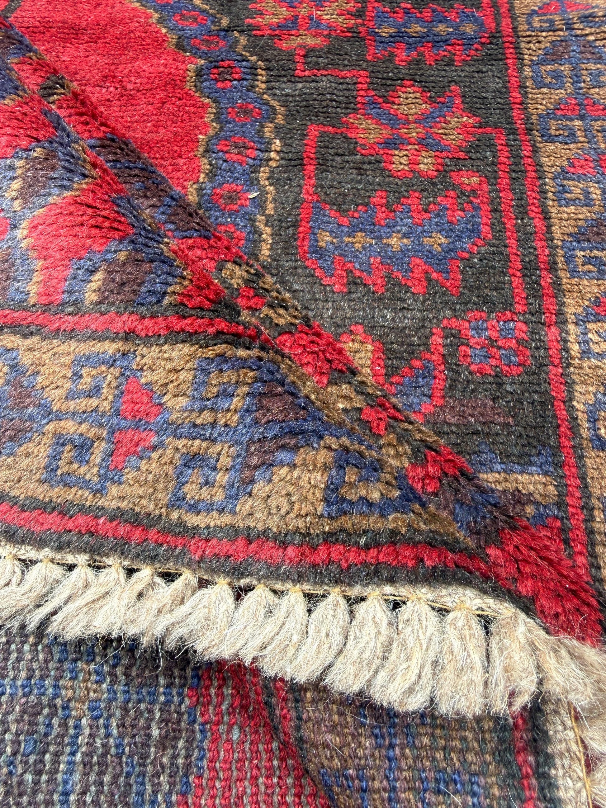 Vintage Afghan Taimani Balouch Wool Rug: 3x5 Ft, Hand-Knotted Tribal Area Accent