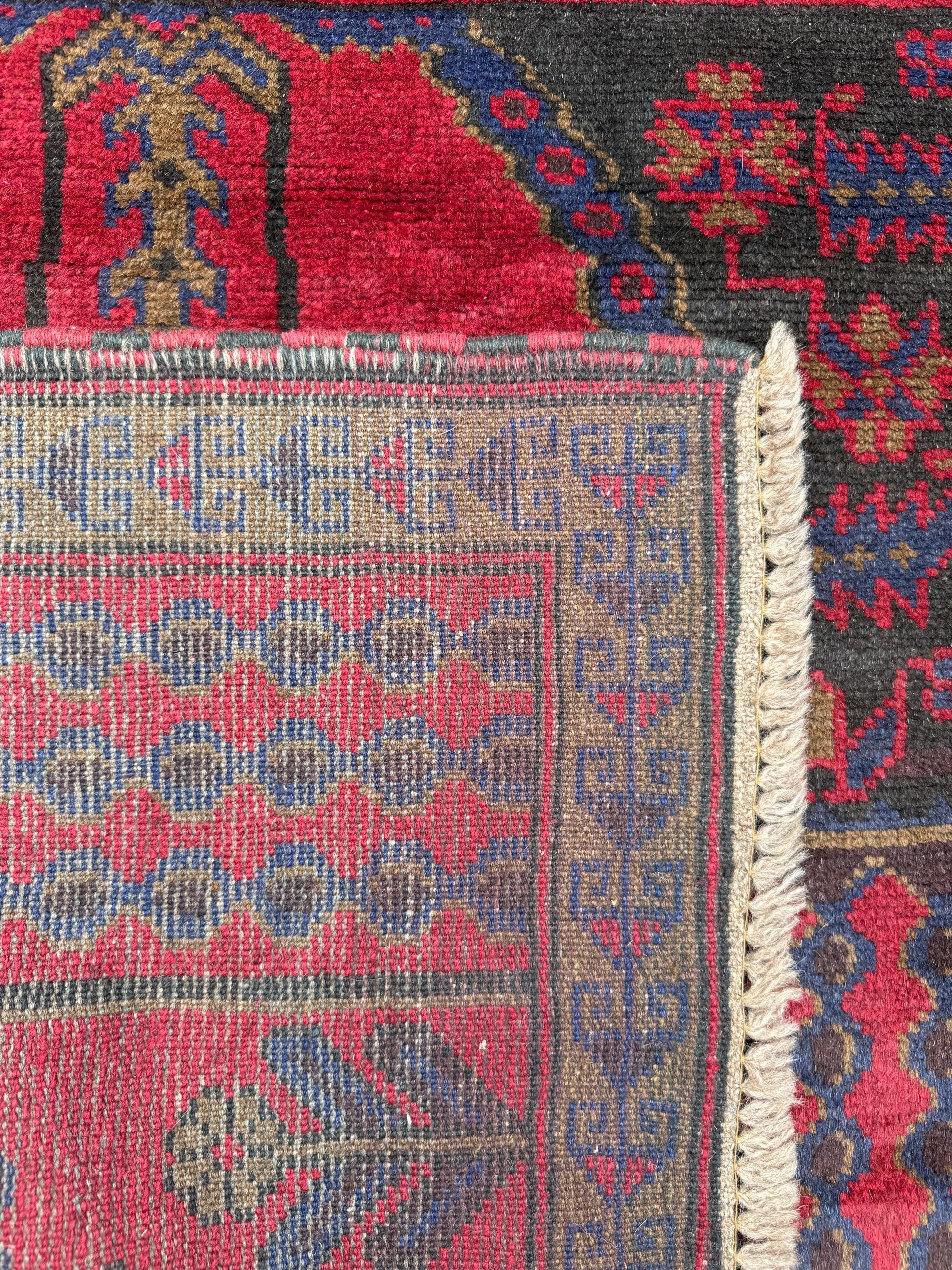 Vintage Afghan Taimani Balouch Wool Rug: 3x5 Ft, Hand-Knotted Tribal Area Accent