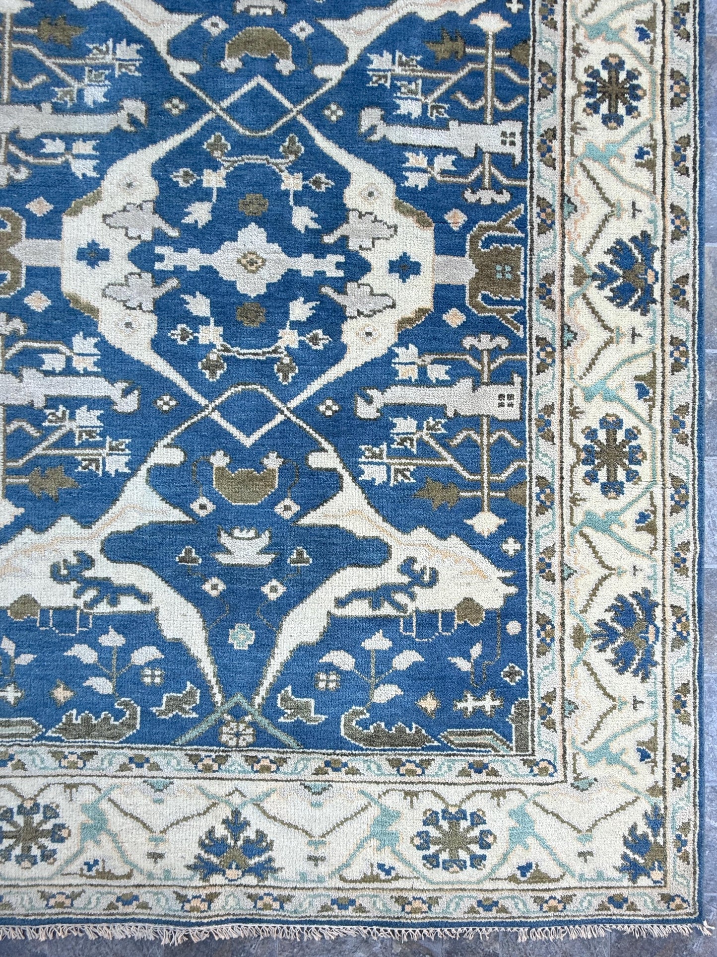 6x9 ft Oushak Hand Knotted Rug: Bohemian Wool Carpet