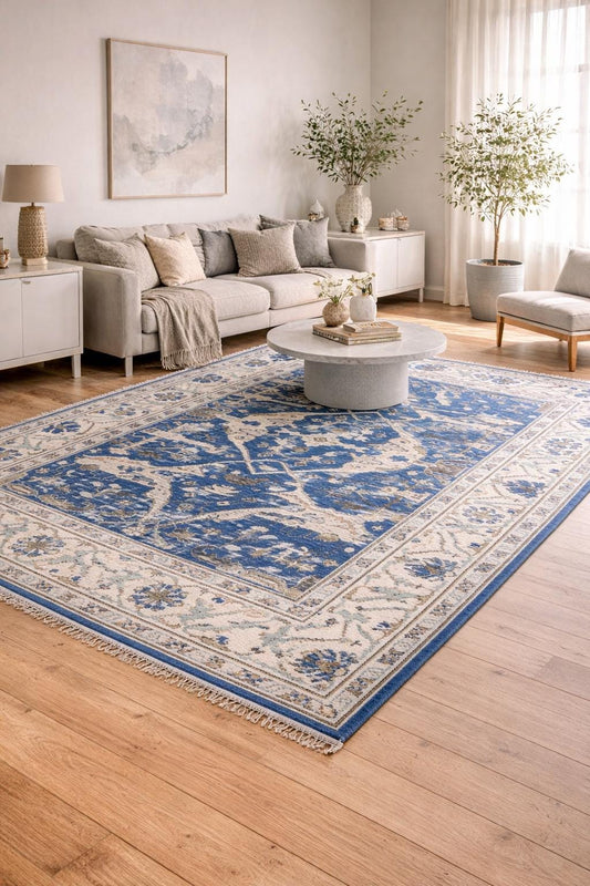 6x9 ft Oushak Hand Knotted Rug: Bohemian Wool Carpet