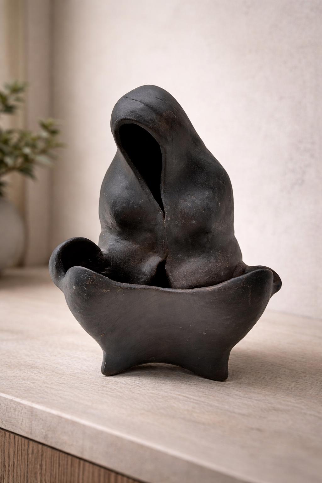 Handmade Clay Mother and Child Sculpture | Abstract Figurine, Vintage Style Home Decor