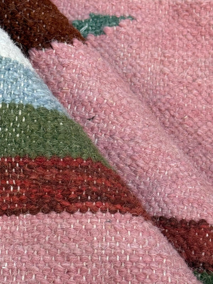 6x9 ft Handwoven Kilim Rug: Wool Geometric Flatweave Fish Design