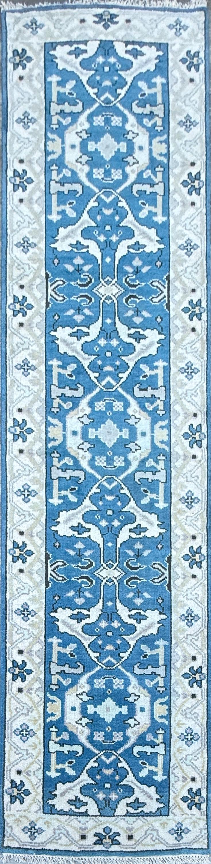 Turkish Oushak Rug 2.7x10 ft Handmade Multicolored Wool Runner Modern Bohemian Area Rug