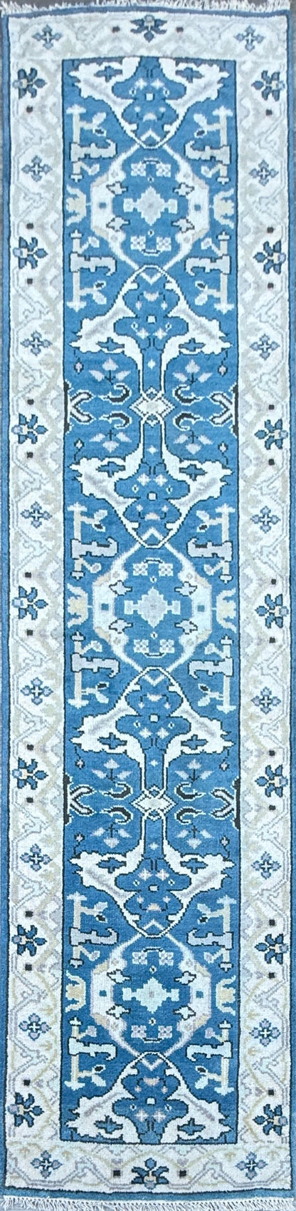 Turkish Oushak Rug 2.7x10 ft Handmade Multicolored Wool Runner Modern Bohemian Area Rug