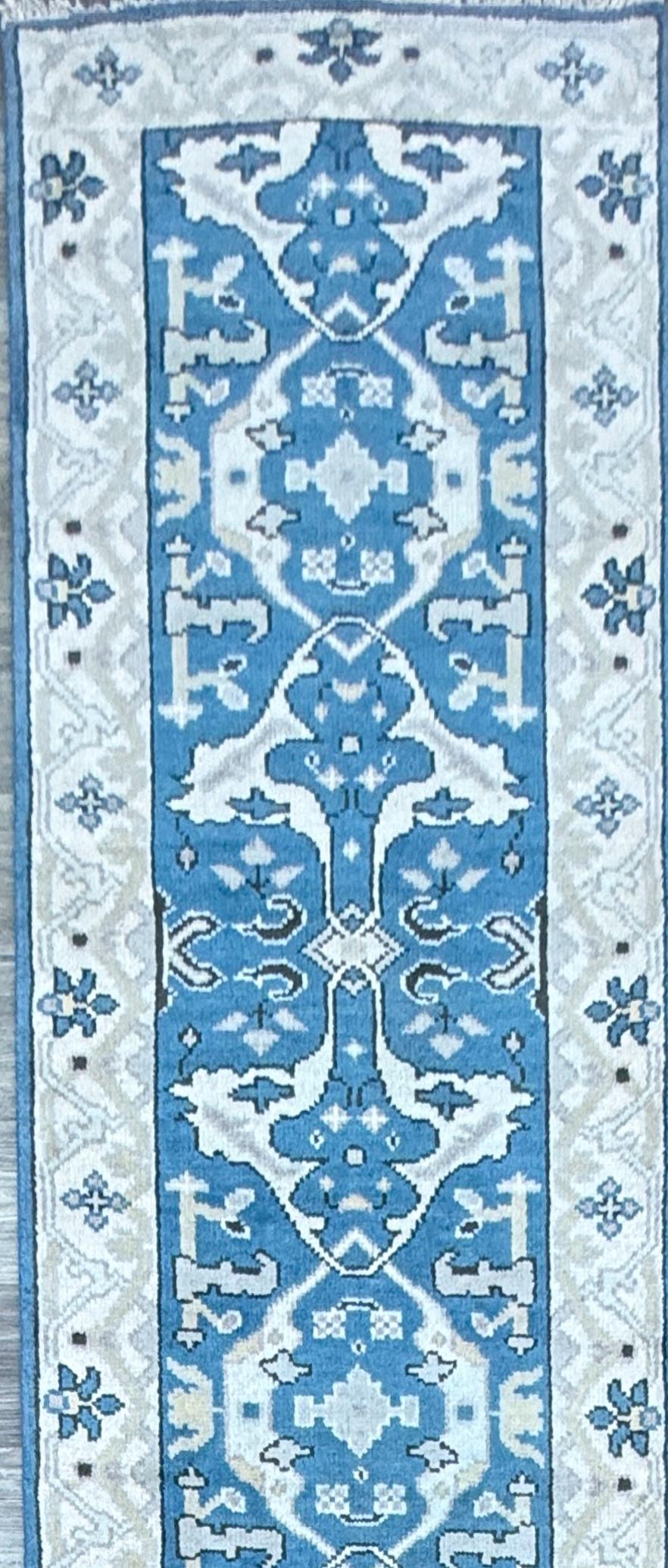 Turkish Oushak Rug 2.7x10 ft Handmade Multicolored Wool Runner Modern Bohemian Area Rug