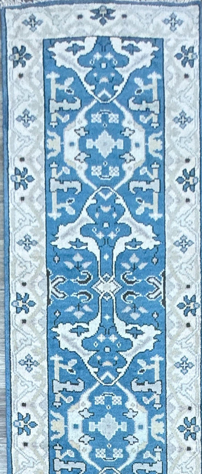 Turkish Oushak Rug 2.7x10 ft Handmade Multicolored Wool Runner Modern Bohemian Area Rug