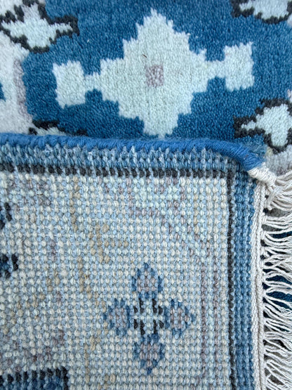 Turkish Oushak Rug 2.7x10 ft Handmade Multicolored Wool Runner Modern Bohemian Area Rug