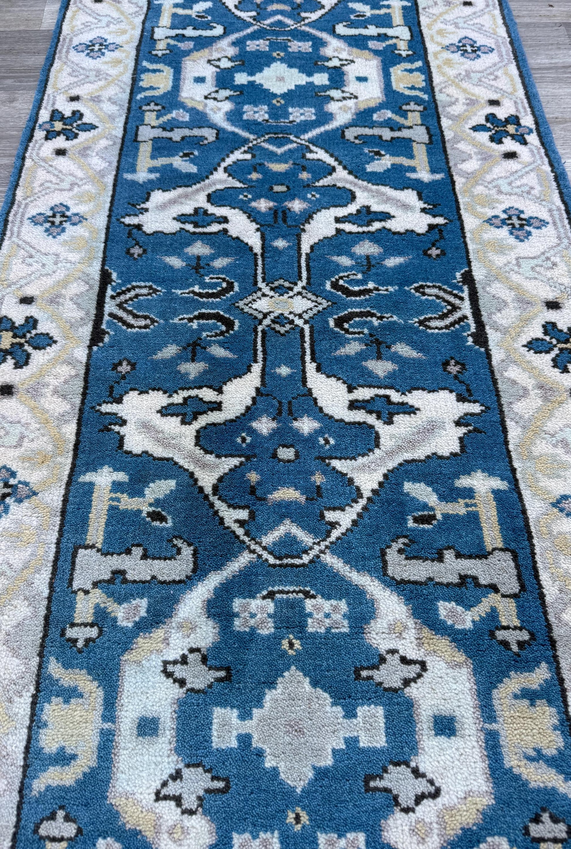 Turkish Oushak Rug 2.7x10 ft Handmade Multicolored Wool Runner Modern Bohemian Area Rug