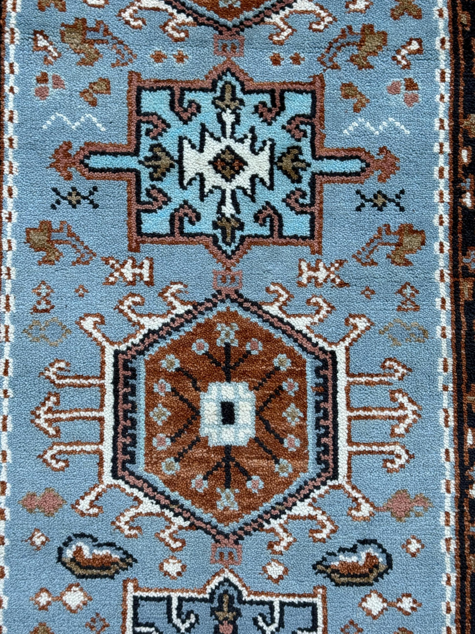 Turkish Oushak Rug 2.6x10 ft Handmade Multicolored Wool Runner Modern Bohemian Area Rug