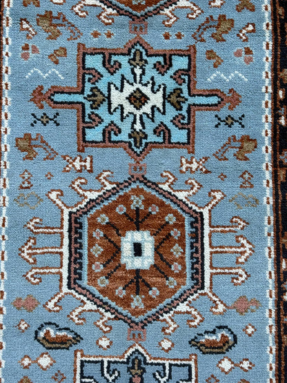 Turkish Oushak Rug 2.6x10 ft Handmade Multicolored Wool Runner Modern Bohemian Area Rug