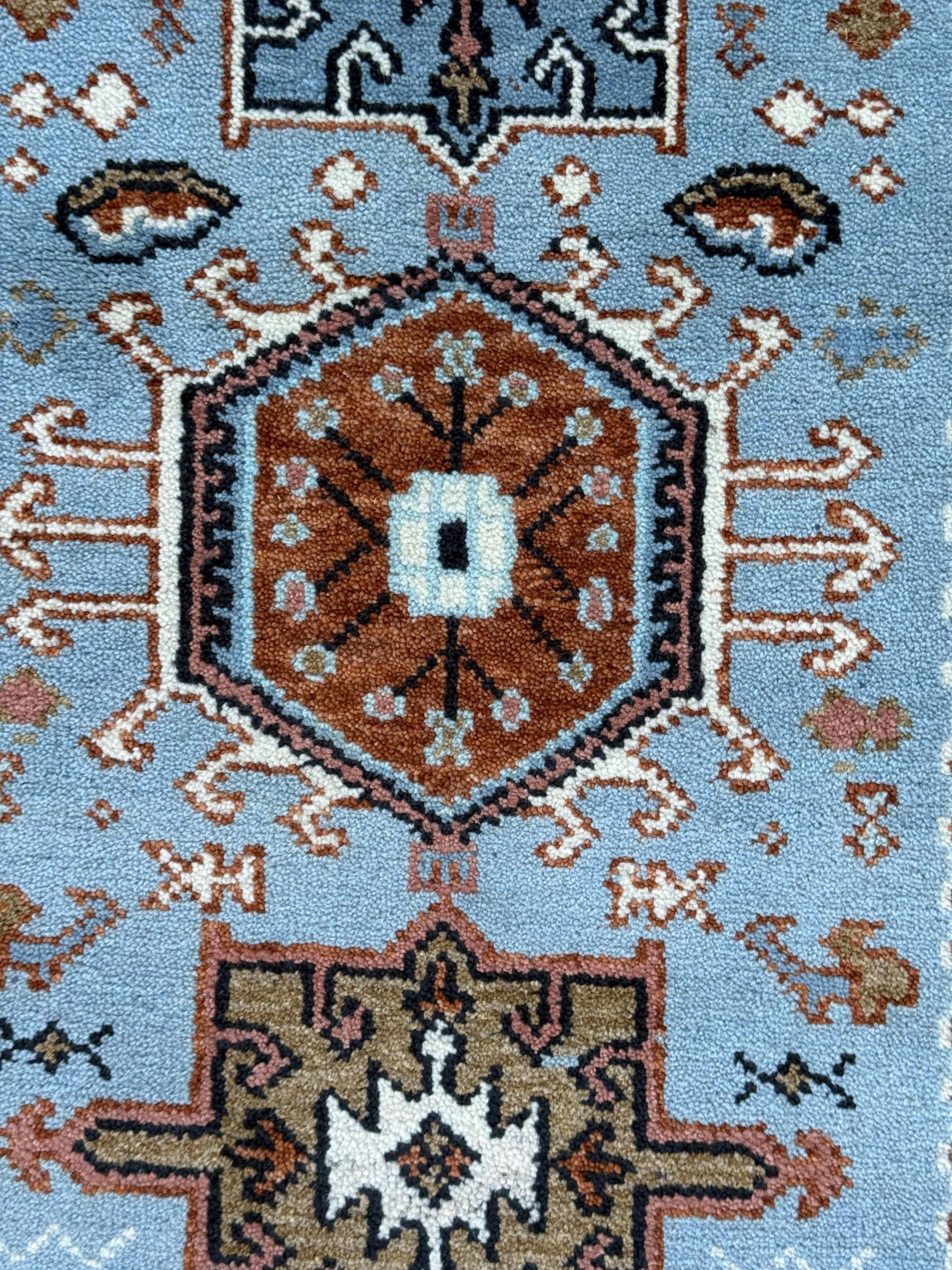 Turkish Oushak Rug 2.6x10 ft Handmade Multicolored Wool Runner Modern Bohemian Area Rug