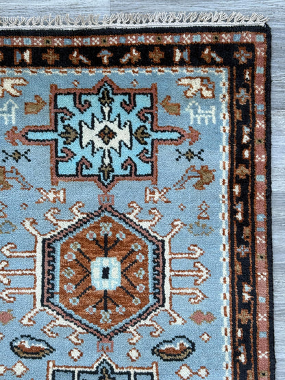 Turkish Oushak Rug 2.6x10 ft Handmade Multicolored Wool Runner Modern Bohemian Area Rug