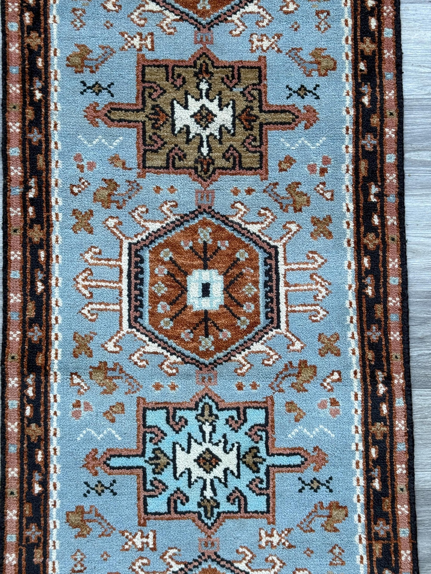 Turkish Oushak Rug 2.6x10 ft Handmade Multicolored Wool Runner Modern Bohemian Area Rug