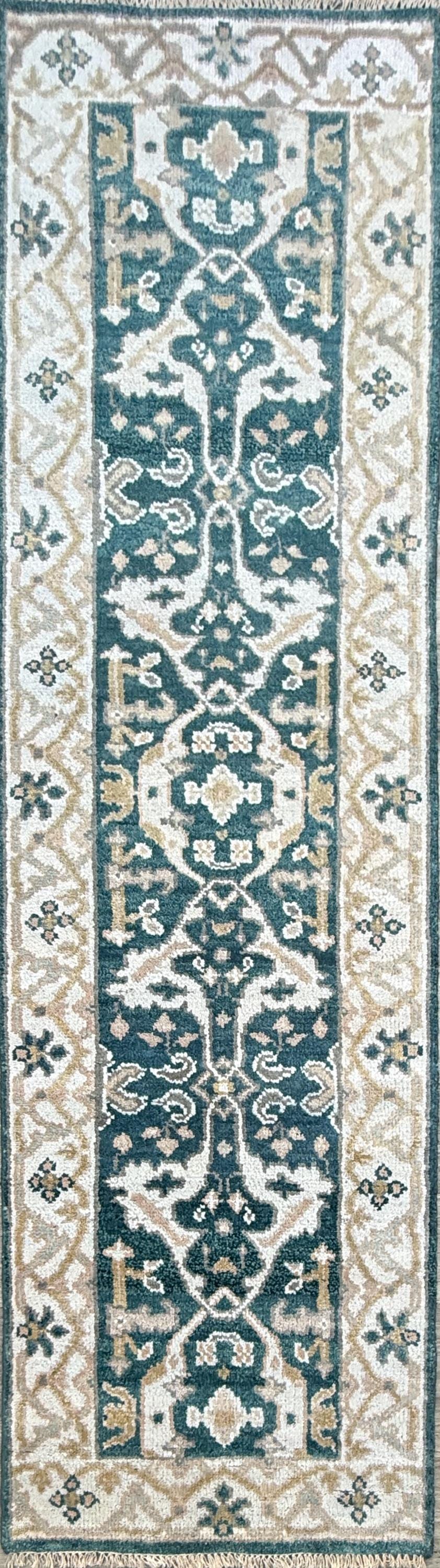 Turkish Oushak Rug 2.7x8 ft Handmade Multicolored Wool Runner Modern Bohemian Area Rug