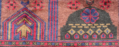 Vintage Afghan Taimani Balouch Wool Rug: 3x5 Ft, Hand-Knotted Tribal Area Accent