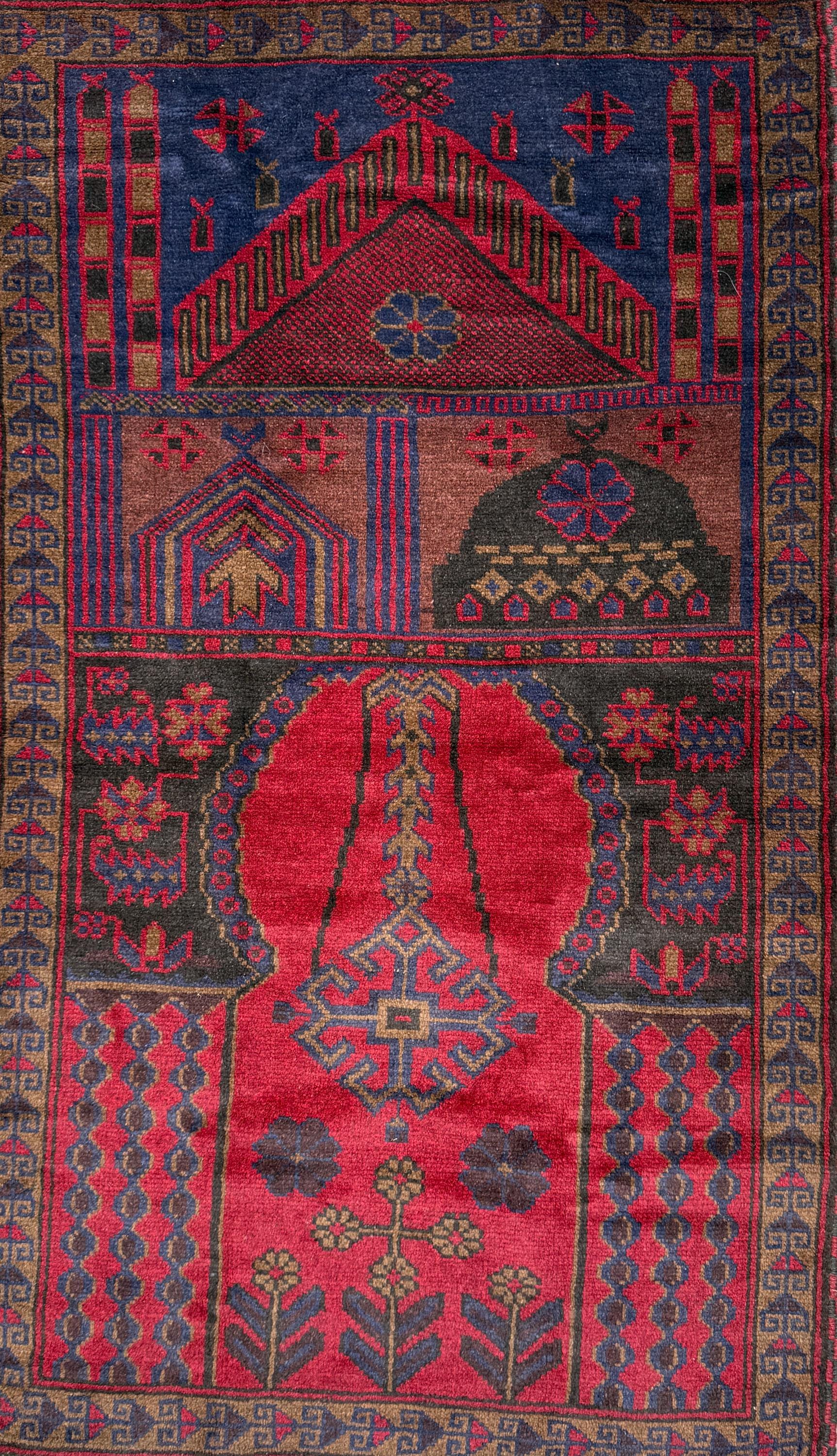 Vintage Afghan Taimani Balouch Wool Rug: 3x5 Ft, Hand-Knotted Tribal Area Accent