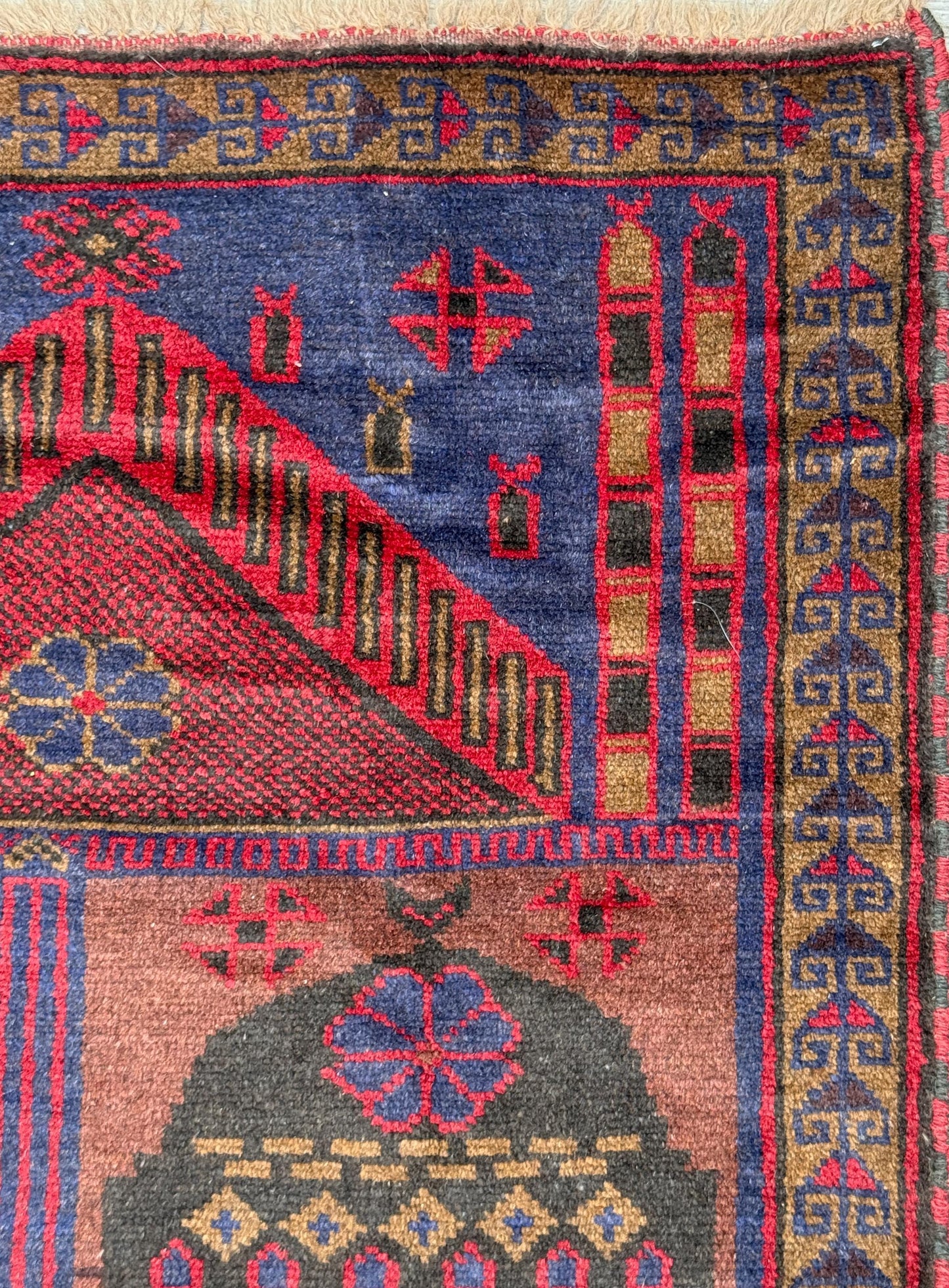 Vintage Afghan Taimani Balouch Wool Rug: 3x5 Ft, Hand-Knotted Tribal Area Accent