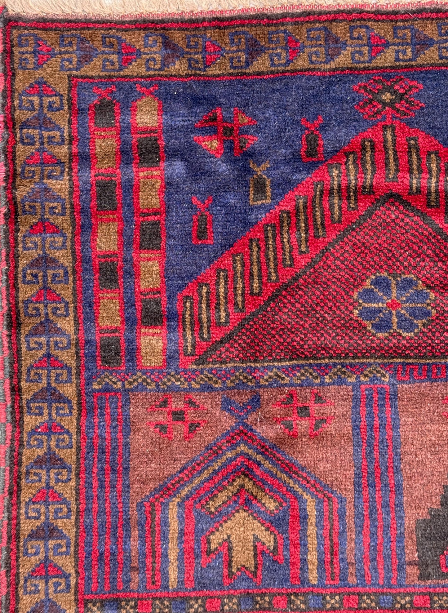 Vintage Afghan Taimani Balouch Wool Rug: 3x5 Ft, Hand-Knotted Tribal Area Accent