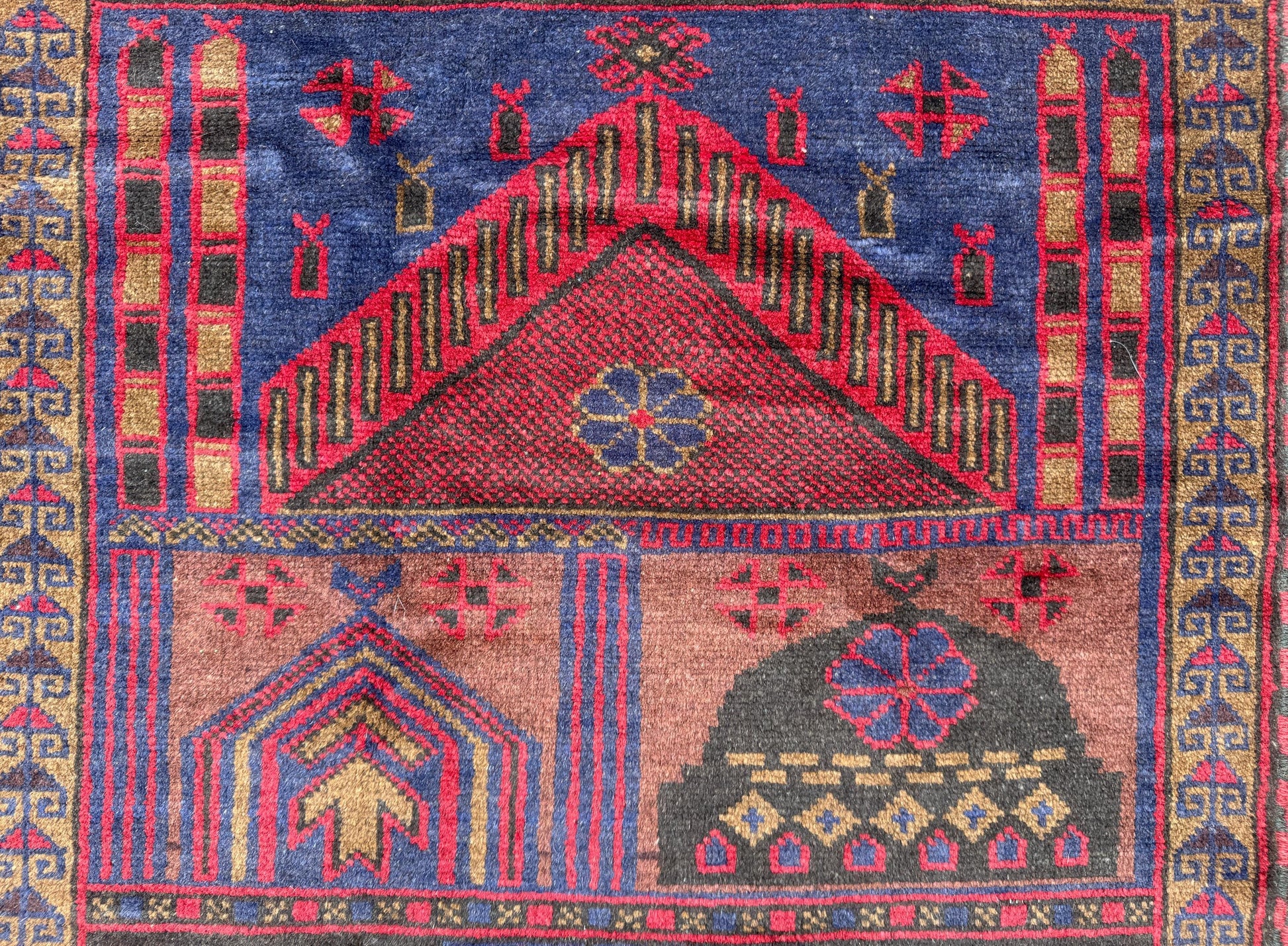 Vintage Afghan Taimani Balouch Wool Rug: 3x5 Ft, Hand-Knotted Tribal Area Accent