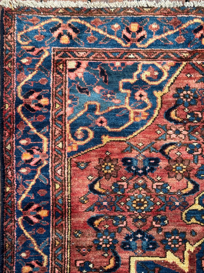 Vintage Turkish Rug, Handmade Anatolian Geometric Tribal Rug 4.2 x 6.4 ft