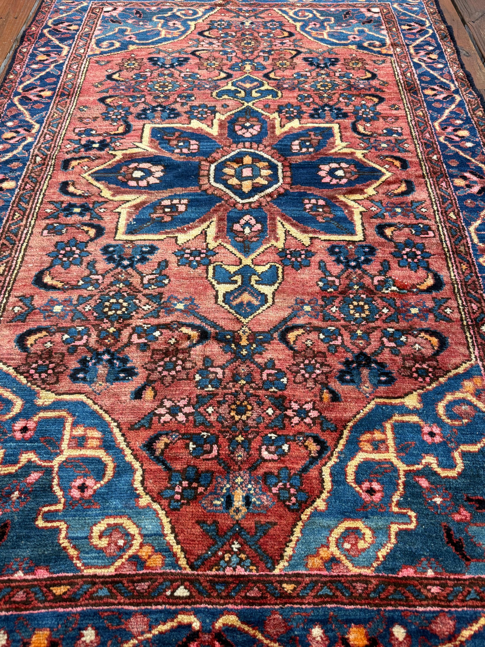 Vintage Turkish Rug, Handmade Anatolian Geometric Tribal Rug 4.2 x 6.4 ft