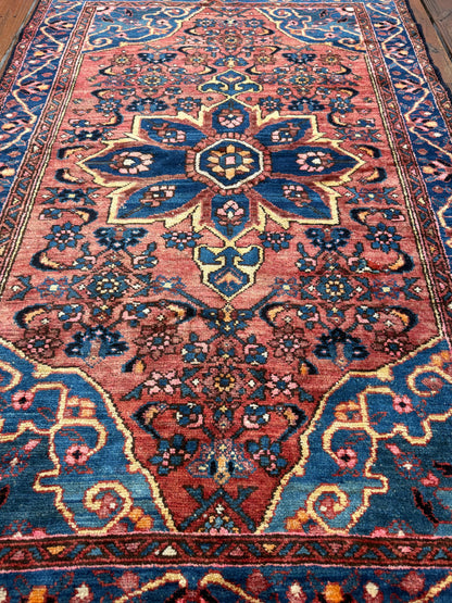 Vintage Turkish Rug, Handmade Anatolian Geometric Tribal Rug 4.2 x 6.4 ft
