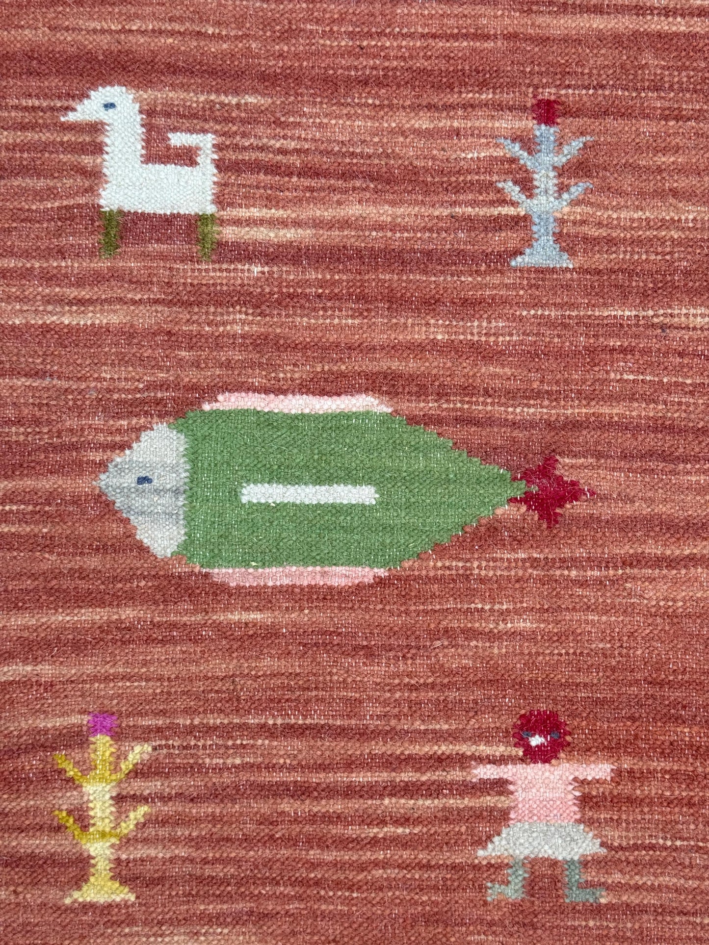 Modern Anatolian Kilim 5x8, Geometric Fish Design, Flatweave Wool Tribal, Boho Interior Accent