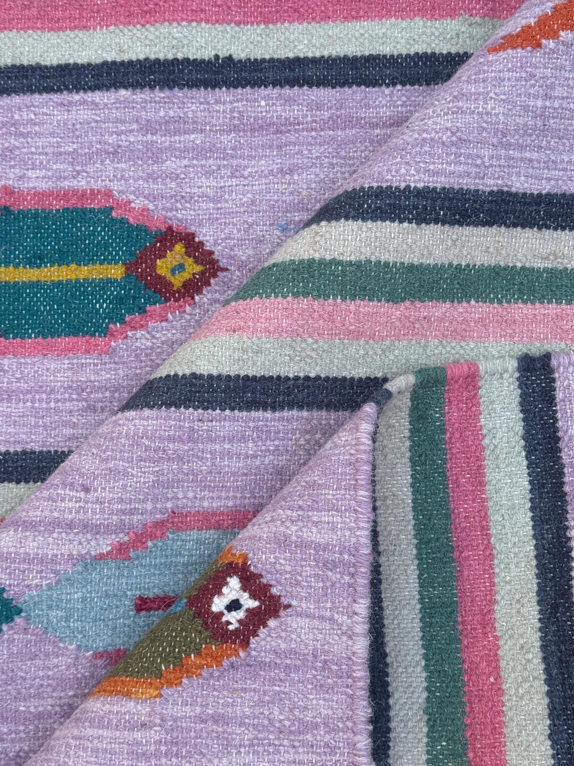Modern Anatolian Kilim 6x9, Flatweave Wool Fish Design, Handmade Geometric Boho Area Rug
