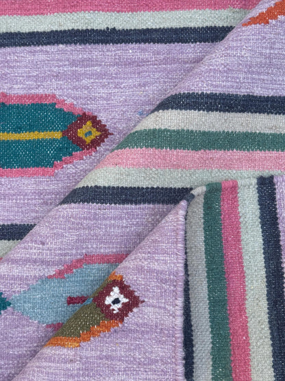 Modern Anatolian Kilim 6x9, Flatweave Wool Fish Design, Handmade Geometric Boho Area Rug