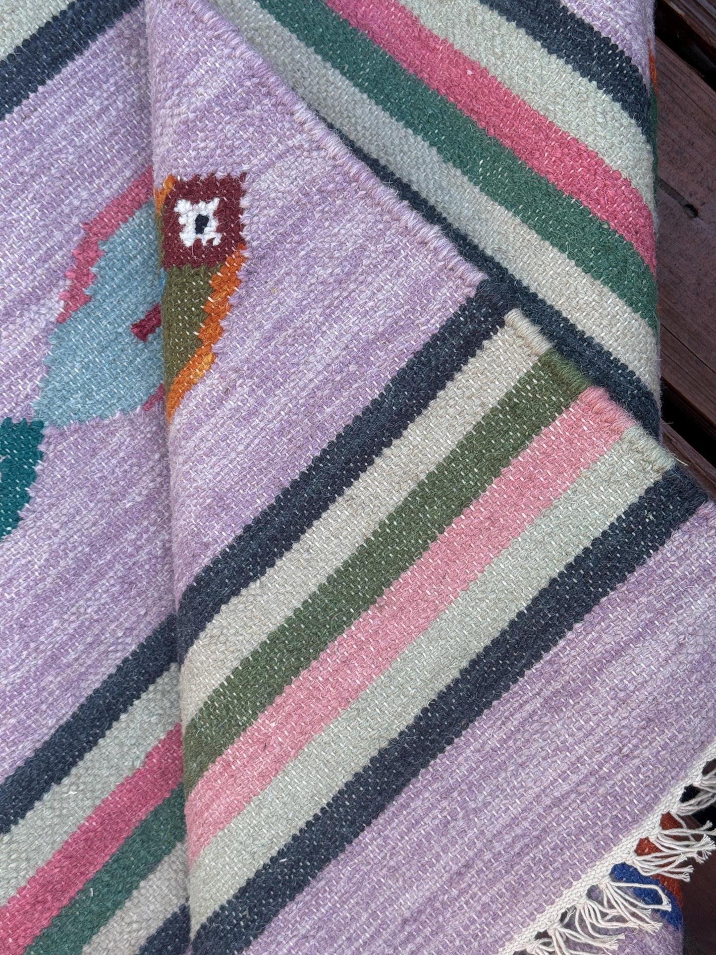 Modern Anatolian Kilim 6x9, Flatweave Wool Fish Design, Handmade Geometric Boho Area Rug