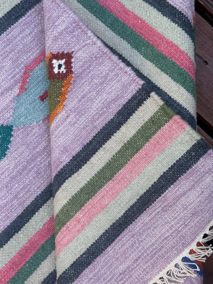 Modern Anatolian Kilim 6x9, Flatweave Wool Fish Design, Handmade Geometric Boho Area Rug