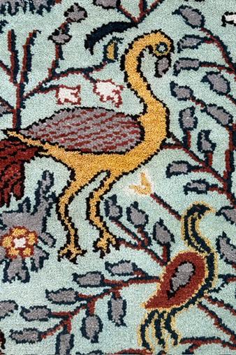 Turkish Oushak Style Runner 2.6x8.1, Tree of Life Bird Design, Handmade Wool Bohemian Accent Rug