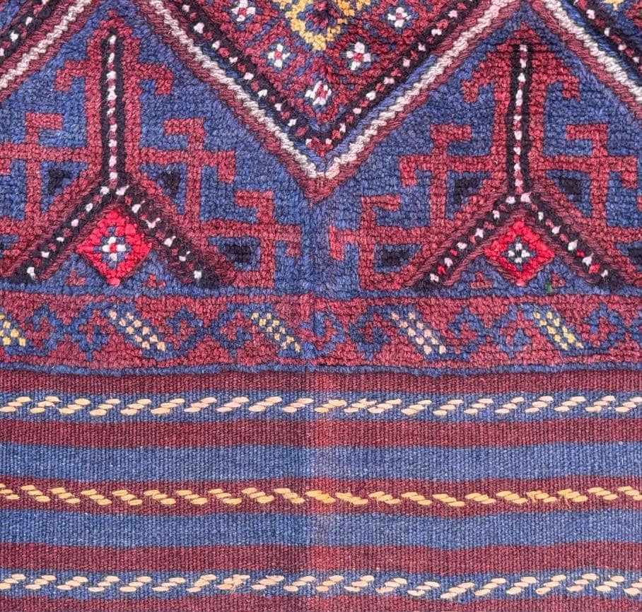 Afghan Mashwani Kilim Runner 2x8, Handmade Wool Tribal Diamond Hallway Rug