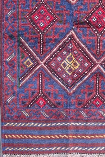 Afghan Mashwani Kilim Runner 2x8, Handmade Wool Tribal Diamond Hallway Rug