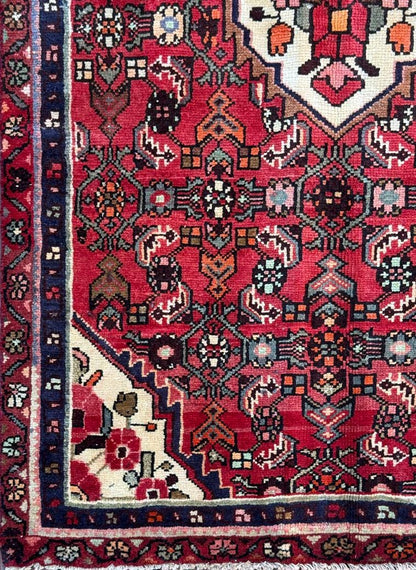 Vintage Turkish Rug 3.6x6.2, 1980s Anatolian Geometric Medallion Wool Village Rug