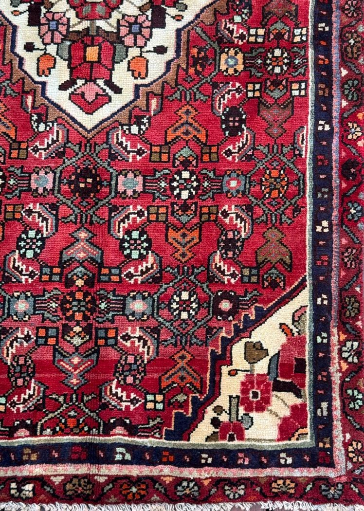 Vintage Turkish Rug 3.6x6.2, 1980s Anatolian Geometric Medallion Wool Village Rug