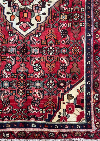 Vintage Turkish Rug 3.6x6.2, 1980s Anatolian Geometric Medallion Wool Village Rug