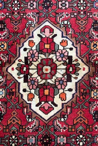 Vintage Turkish Rug 3.6x6.2, 1980s Anatolian Geometric Medallion Wool Village Rug