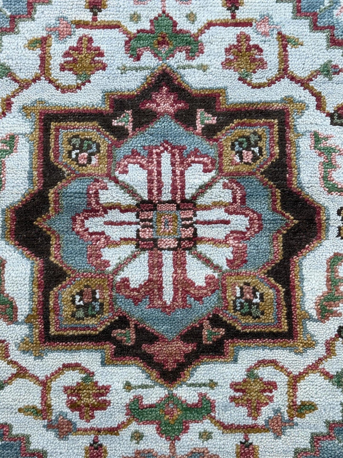 4x6 ft. Oushak Geometrical Rug: Village Made Wool Carpet Hand Knotted Bohemian Style