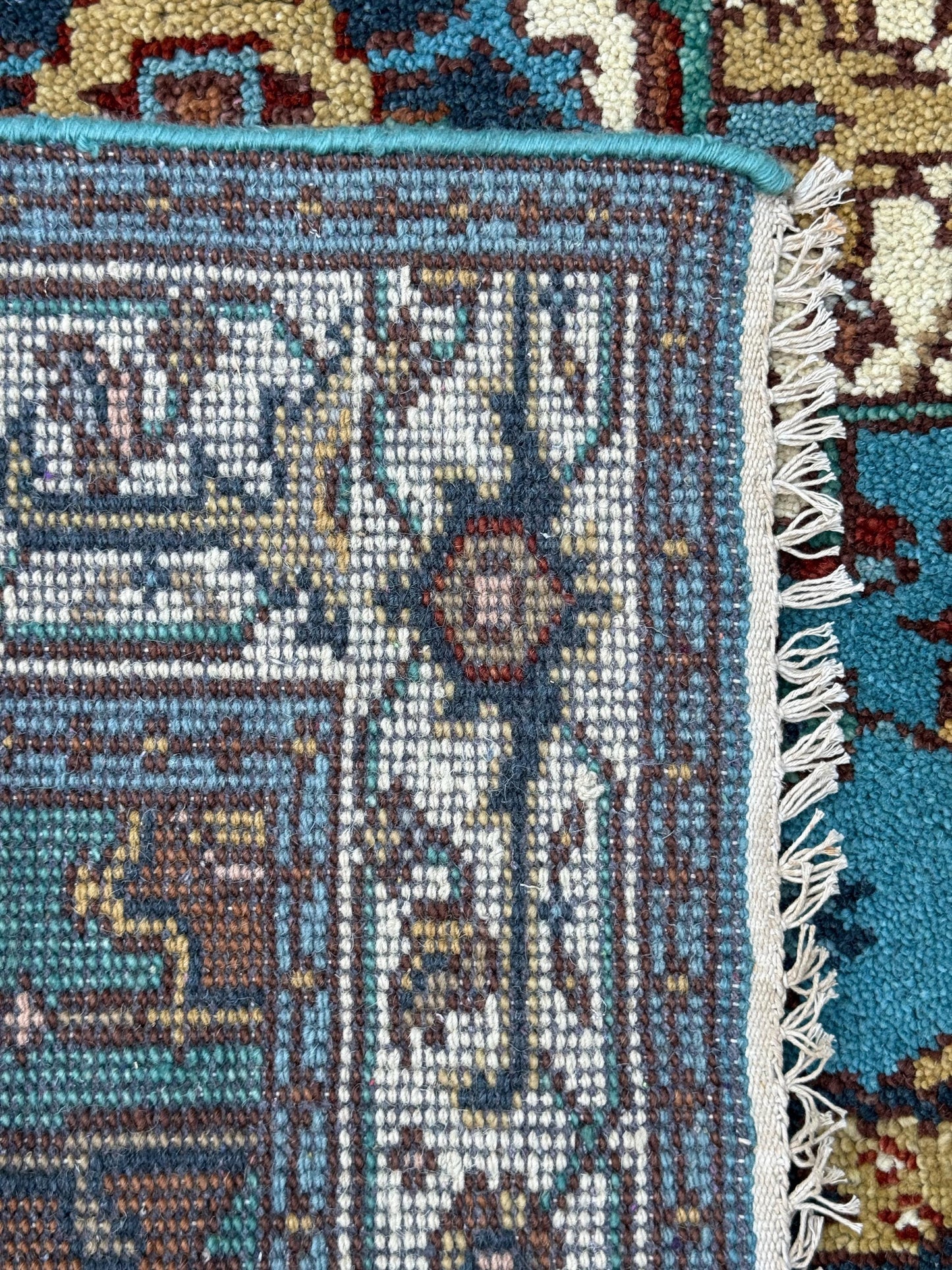 Blue Heriz Style 4x6 Rug, Hand Knotted Wool Turkish Medallion Carpet
