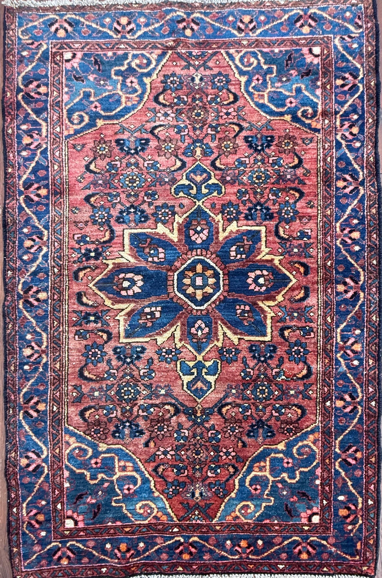 Vintage Turkish Rug, Handmade Anatolian Geometric Tribal Rug 4.2 x 6.4 ft
