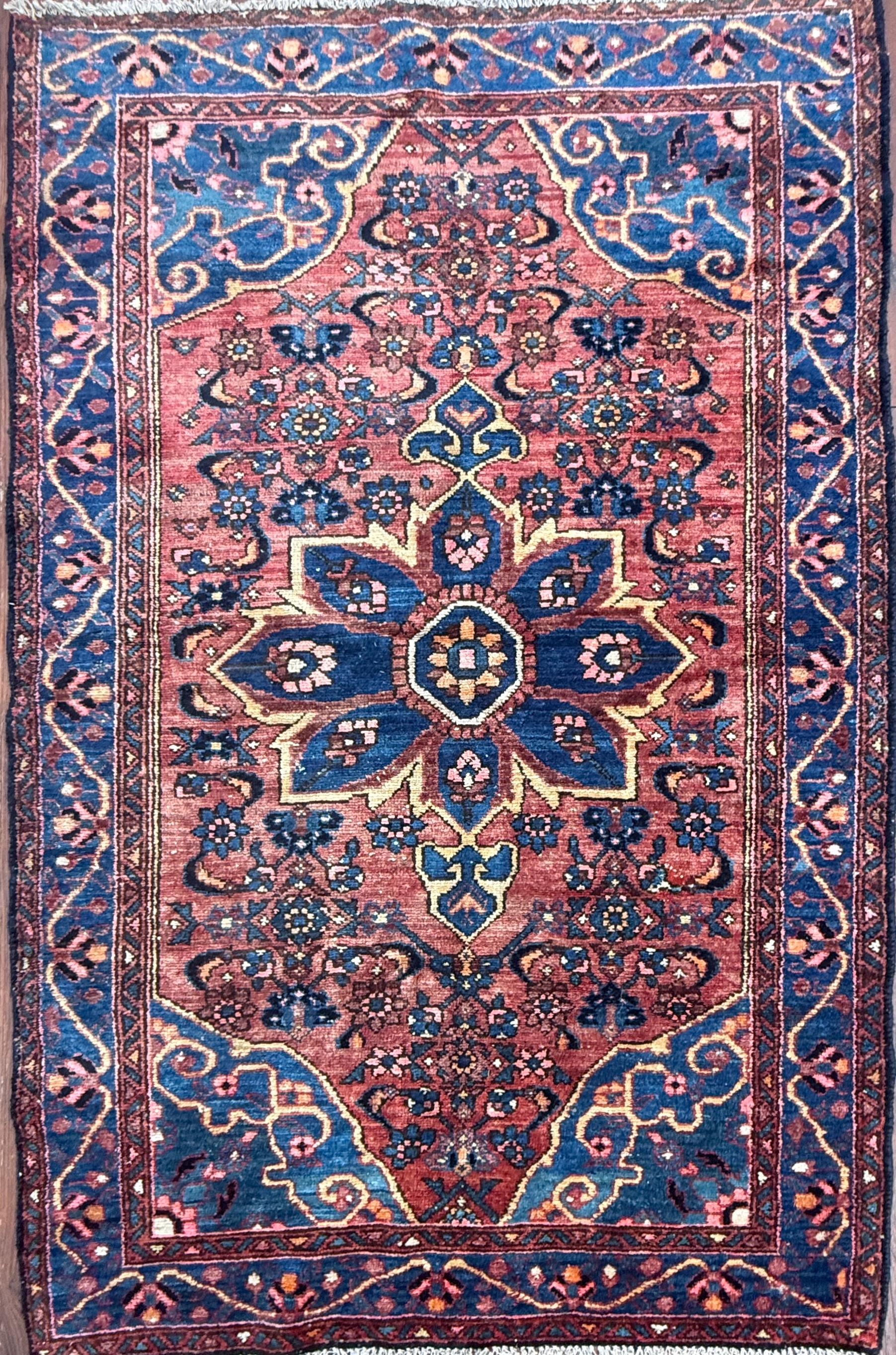 Vintage Turkish Rug, Handmade Anatolian Geometric Tribal Rug 4.2 x 6.4 ft