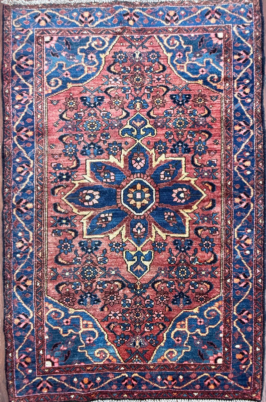 Vintage Turkish Rug, Handmade Anatolian Geometric Tribal Rug 4.2 x 6.4 ft