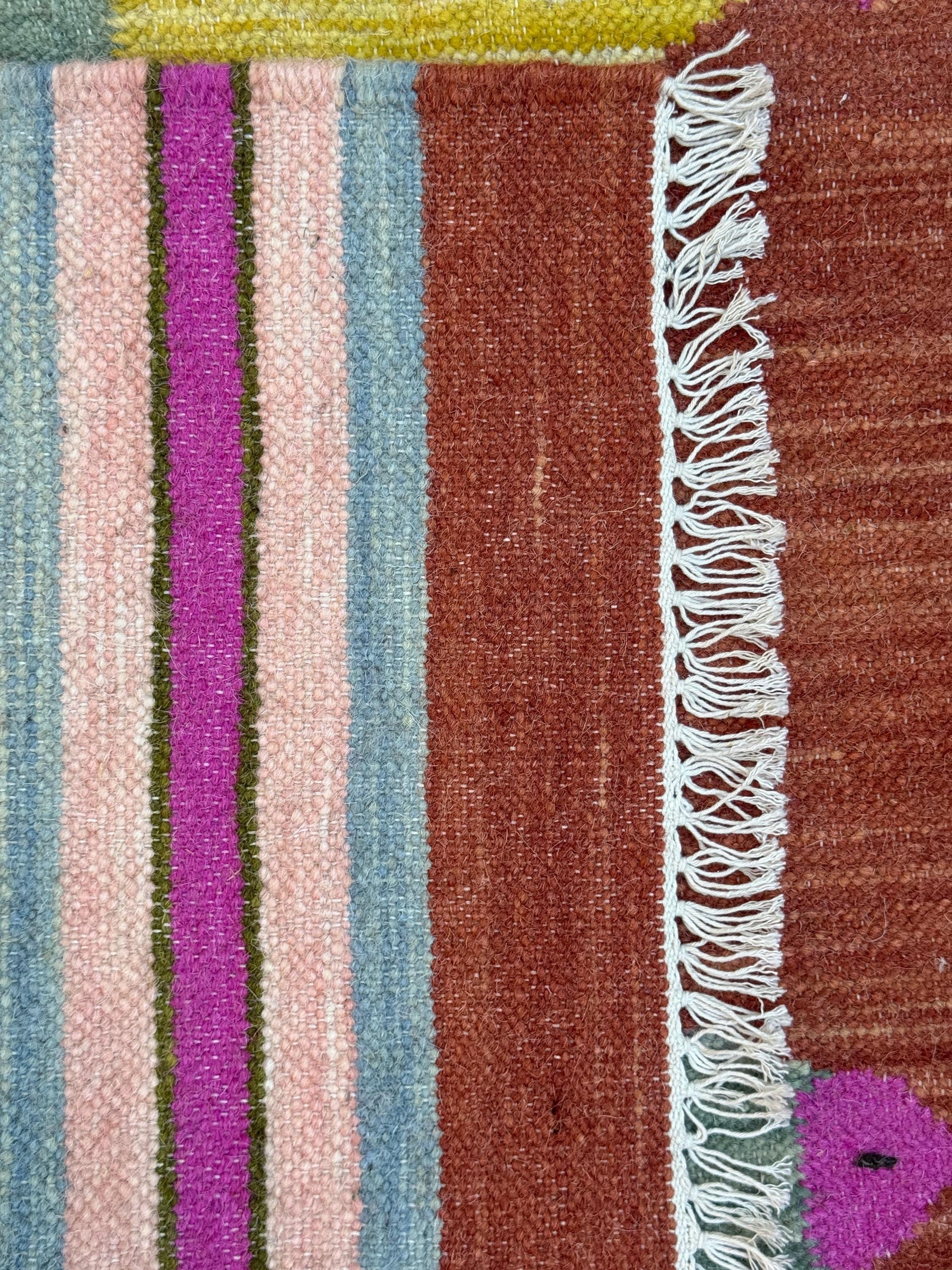 Modern Anatolian Kilim 5x8, Geometric Fish Design, Flatweave Wool Tribal, Boho Interior Accent