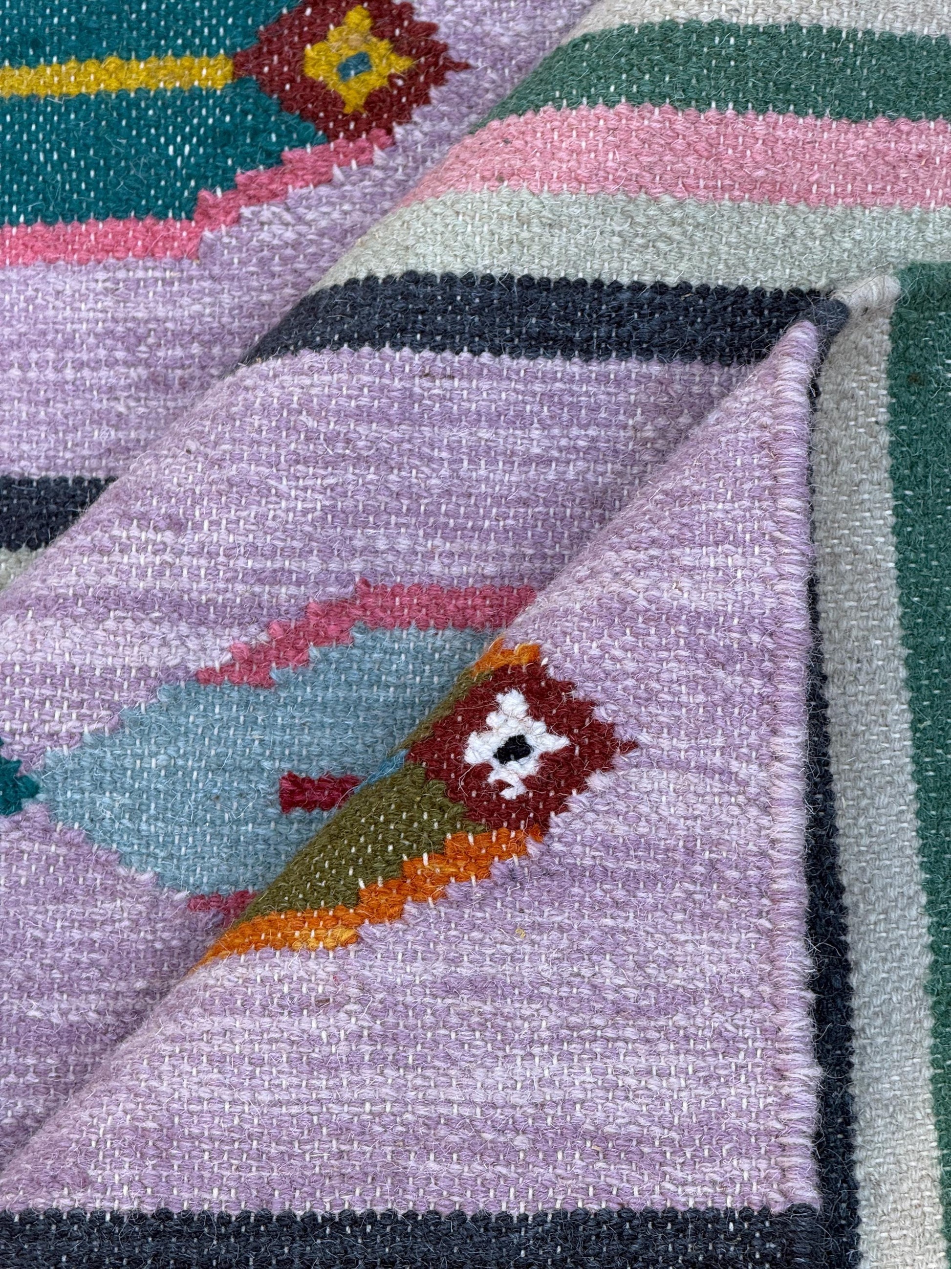 Modern Anatolian Kilim 6x9, Flatweave Wool Fish Design, Handmade Geometric Boho Area Rug