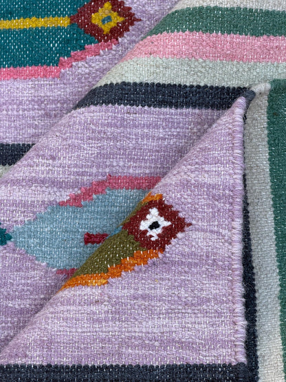 Modern Anatolian Kilim 6x9, Flatweave Wool Fish Design, Handmade Geometric Boho Area Rug